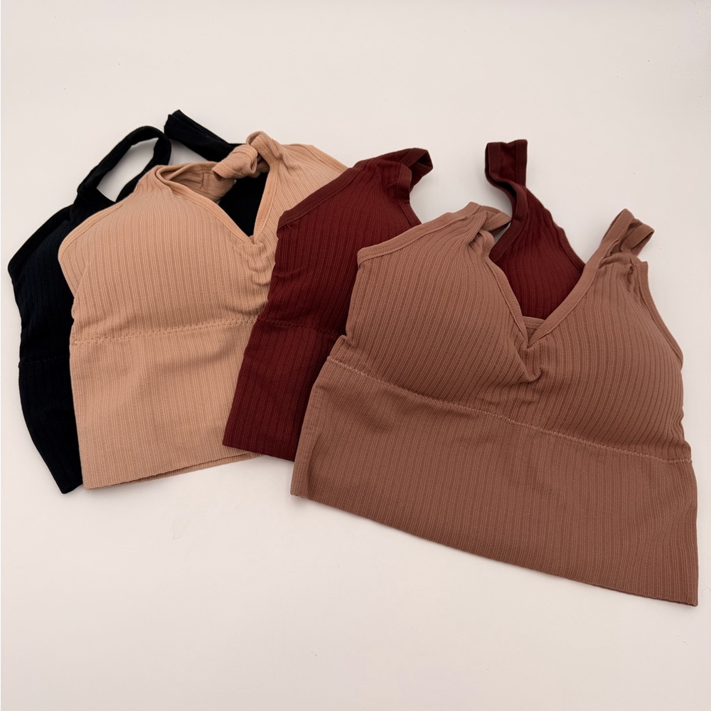 Eleplus 4 Pieces Comfy Cami Bra for Women Crop Top Yoga Bralette Longline Padded